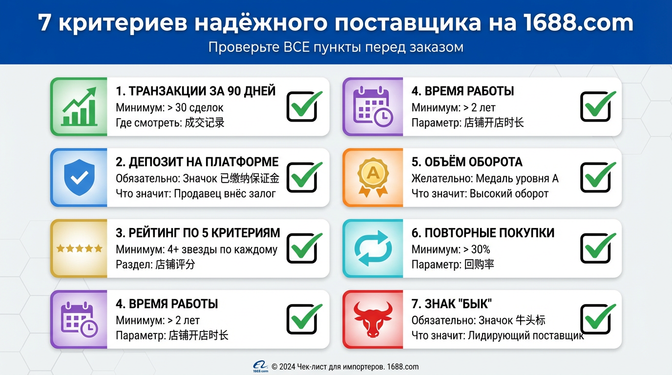 7 критериев надежного поставщика на 1688